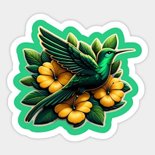 Hummingbird With Flowers Sticker